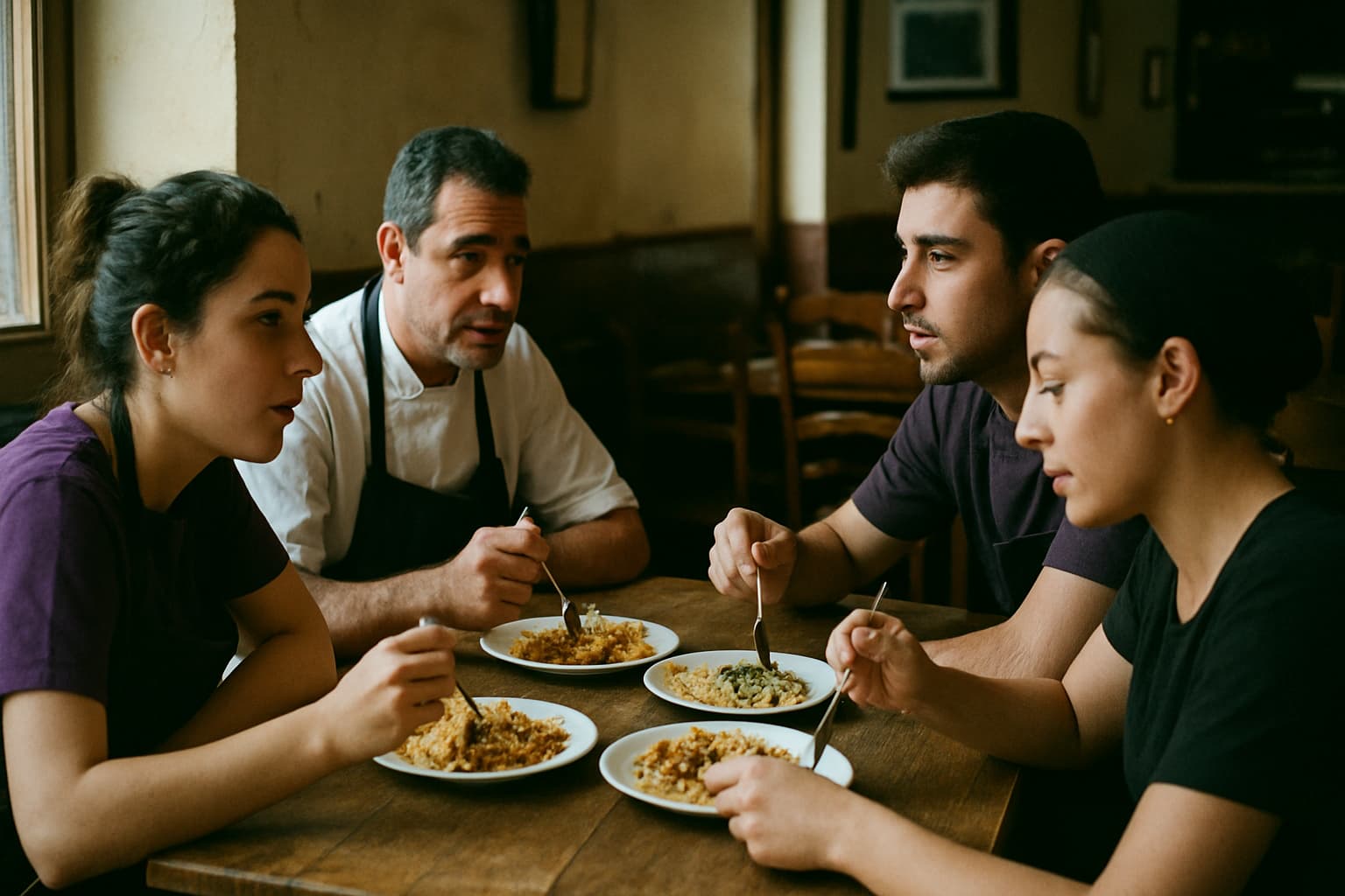Manager de restaurante gestionando su equipo